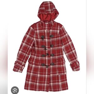 Red Plaid Hooded Coat